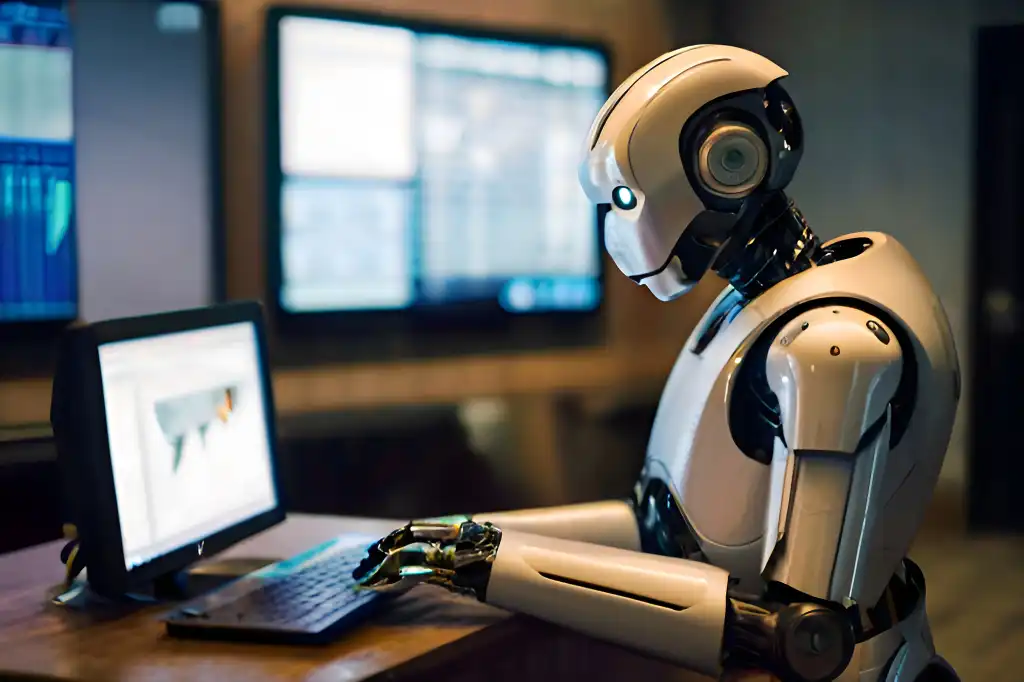 Robot, Office, Laptop