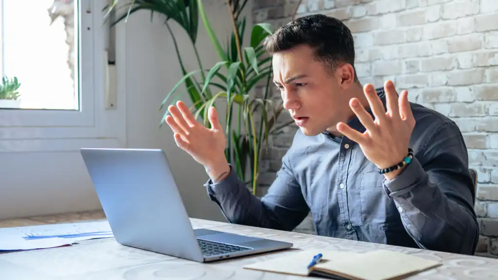 Man, frustrated, Computer