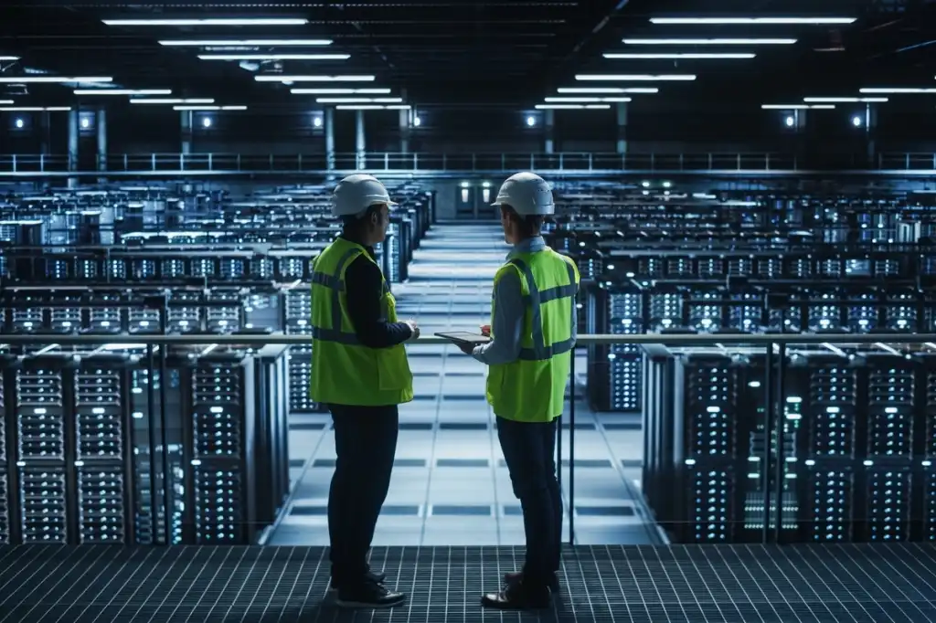 data-center-network-racks-men-engineers