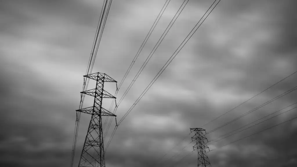 A photograph of two electric towers.