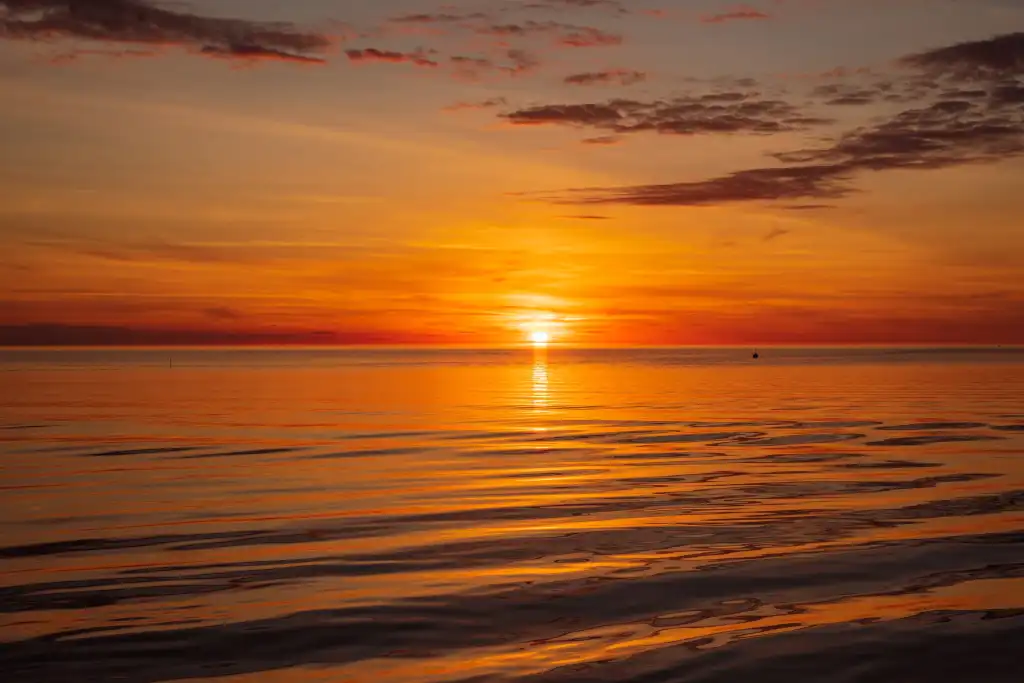 Sunset on baltic sea at spring