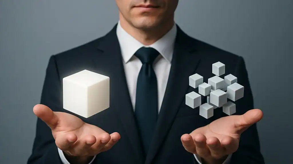 photo illustration of hands holding cubes